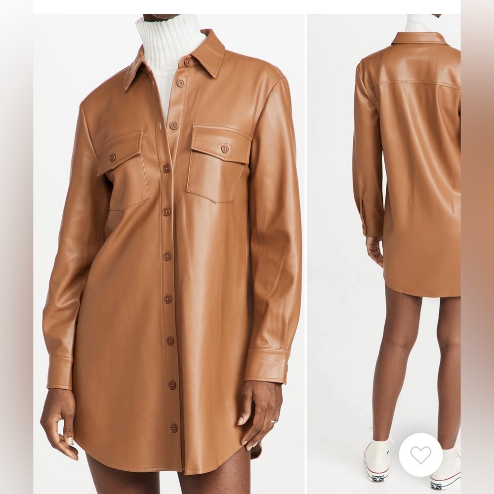 BB Dakota Camel Leather Shirt Dress-Small